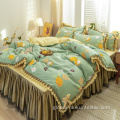 Cashmere Printing Bed Skirt Set Home Wholesale korean printed raised bedskirt queen king size Supplier